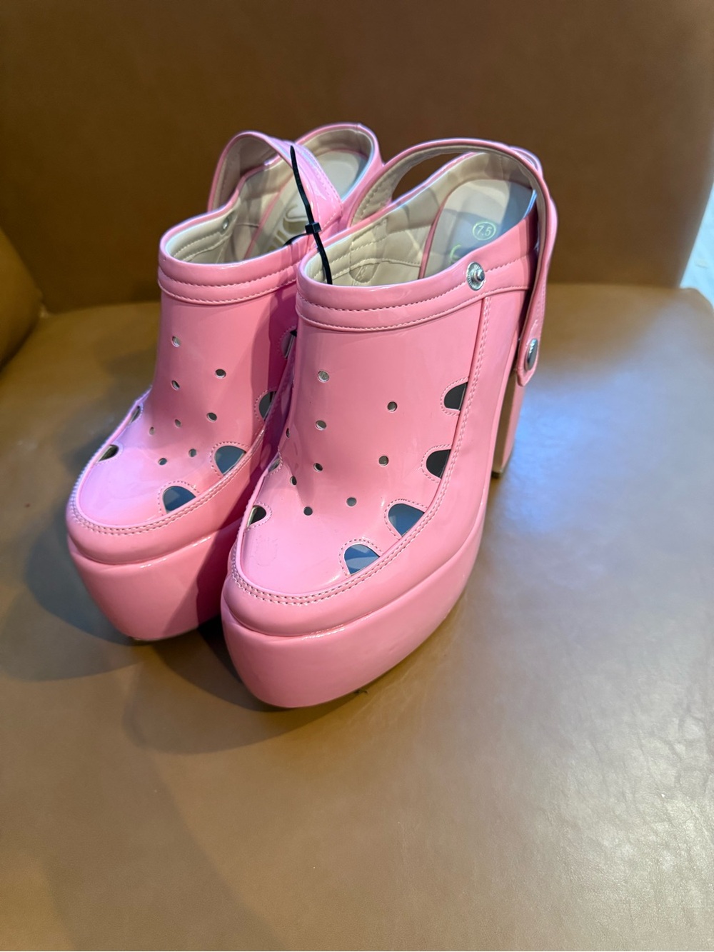 Platform Mary Jane Clog Heels in Pink